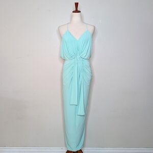 NWT T-BAGS Los Angeles Domino Tie Front Maxi Dress in Mint Size Small